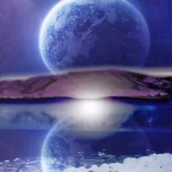 image of beautiful purple moon and reflection in the water