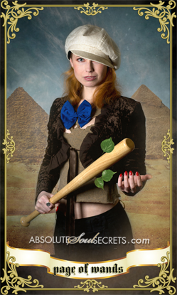 image of woman on page of wands tarot card
