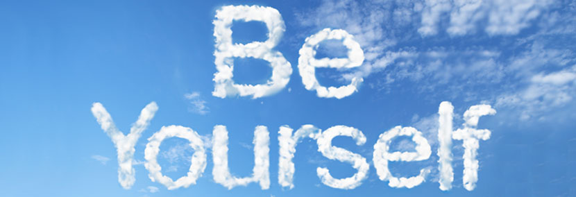 image of the words be yourself in the sky
