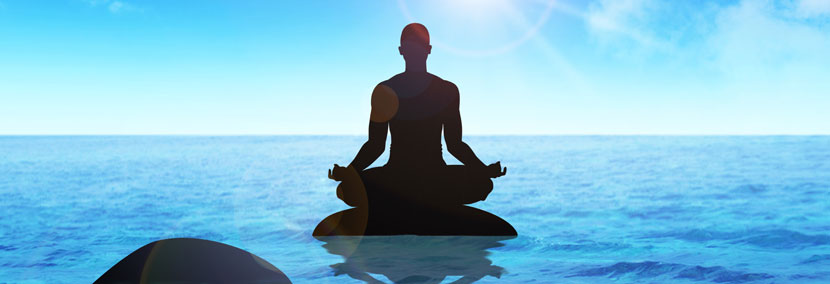 image of silhouette man meditating