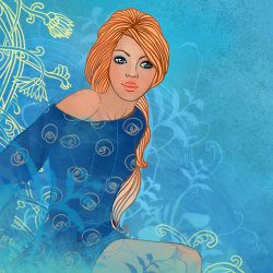 image of fantasy style virgo woman on blue background