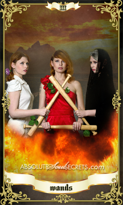 image of 3 women on 3 of wands tarot card