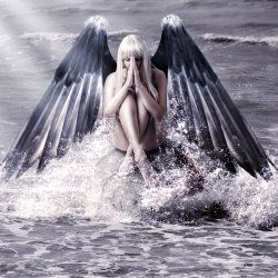 image of beautiful angel in the ocean