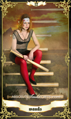 image of a woman sitting on the stairs with 9 baseball bats