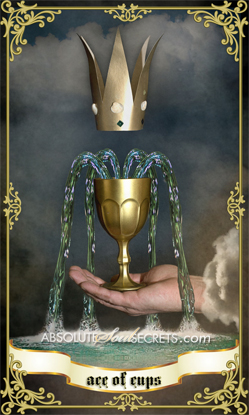image of a golden chalice with a crown representing the ace of cups tarot