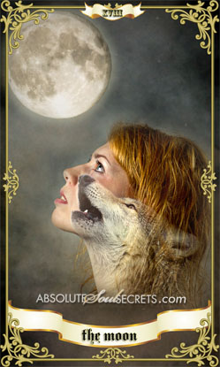 image of woman with a wolf howling at the moon