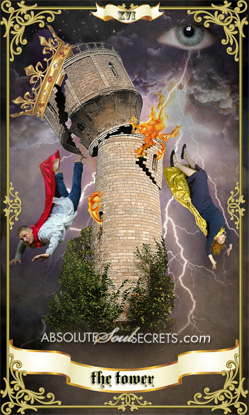 image of people falling from a medieval tower
