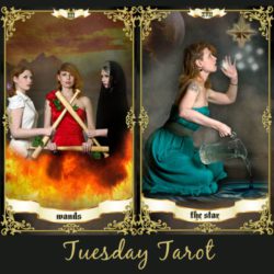image of 3 beautiful women representing the 3 of wands tarot card