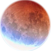 a beautiful pink and blue moon showing partial lunar eclipse
