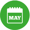 month of may calendar icon on a green circle background