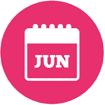 month of june calendar icon on a pink circle background