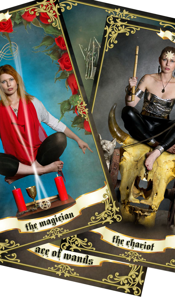 the magician and the chariot tarot cards with beautiful border