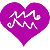 aquarius star sign symbol on a bright pink heart