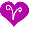 aries star sign symbol on a bright pink heart