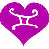 gemini star sign symbol on a bright pink heart