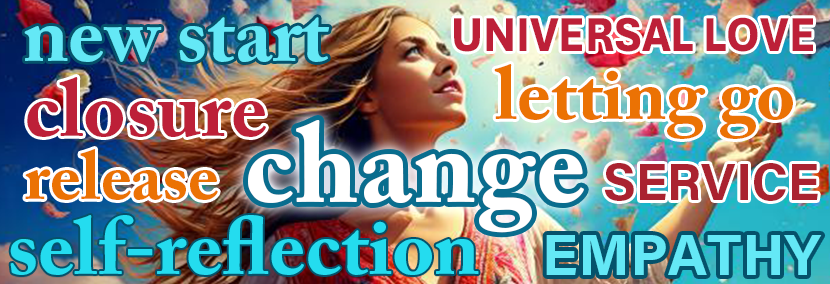 woman with long blonde hair with items she has let go flying around her body