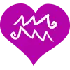 aquarius star sign symbol on a bright pink heart