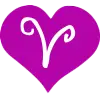 aries star sign symbol on a bright pink heart