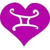 gemini star sign symbol on a bright pink heart
