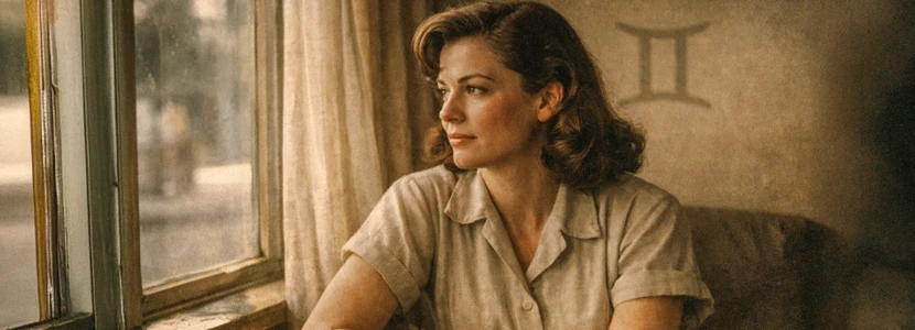 Gemini horoscope woman 2026 in reflective, thoughtful mood.