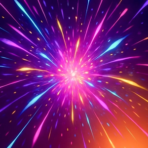 Vibrant burst of colourful light rays in purple, pink and gold, symbolising dynamic March 2026 energy and cosmic activation