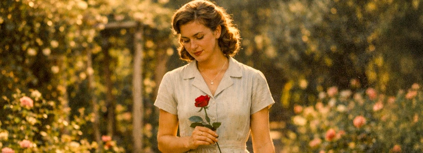 Taurus woman holding a rose symbolising love and emotional connection