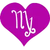 virgo star sign symbol on a bright pink heart