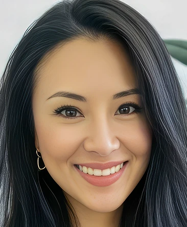 Serena psychic reader close-up portrait with long dark hair and warm smile